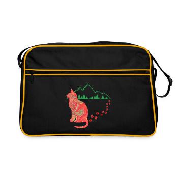 Cat with tracks E 91 - Retro Bag - black/gold - Front