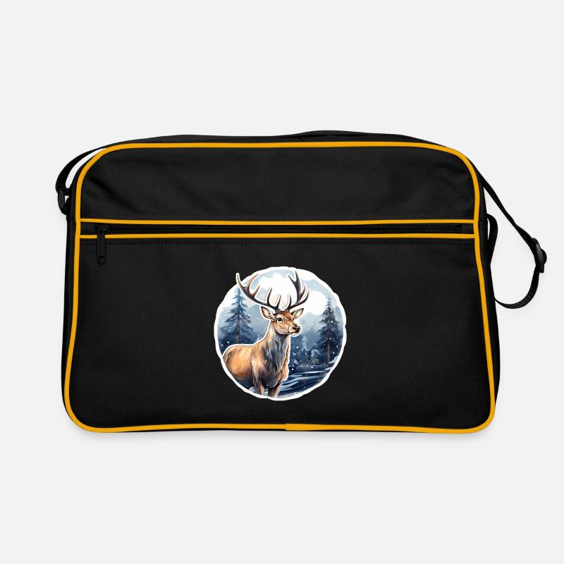 Snowy winter landscape with deer Retro Bag