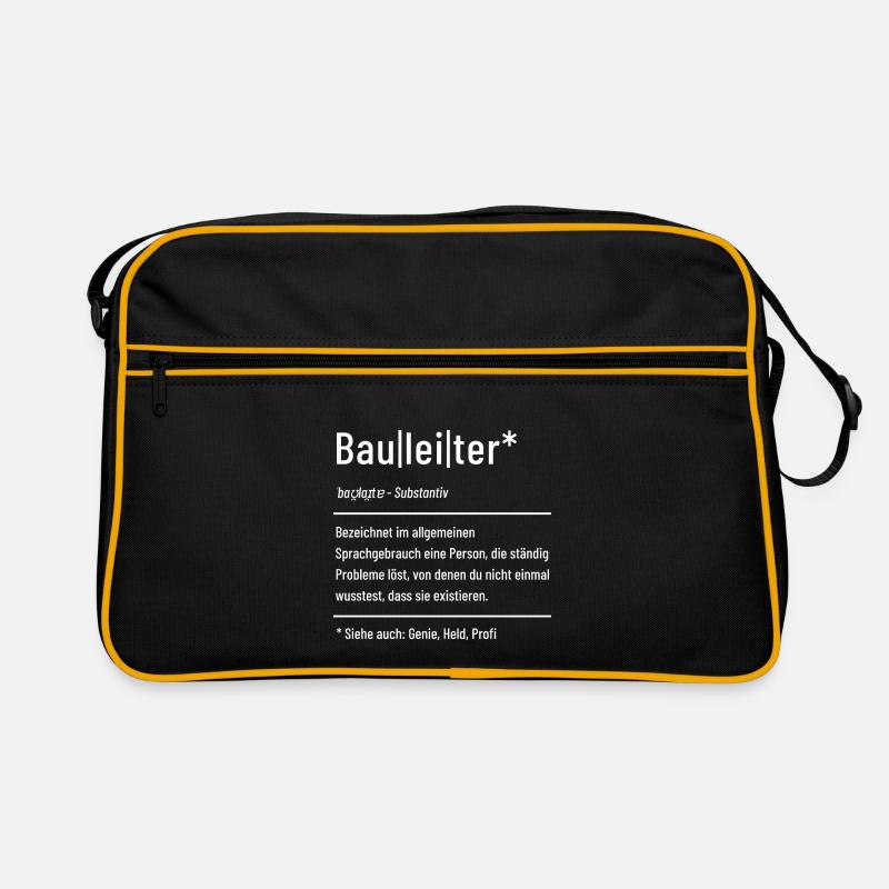 Bauleiter - Baustelle - Bauleitung - Retro Tasche - Schwarz/Gold