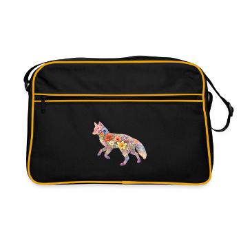 Fleurs en forme d’aquarelle en forme de renards - Sac Retro - noir/or - Devant