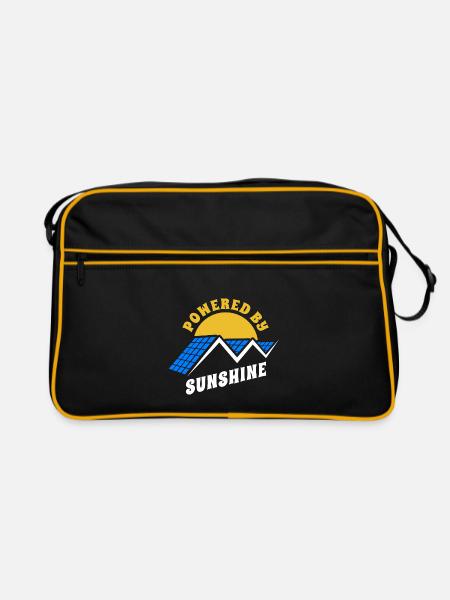 Powered by sunshine, Photovoltaics - Solar Energy - - Retro Bag - black/gold - Front