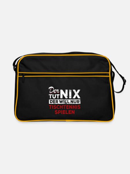 Der tut nix der will nur Tischtennis spielen - Retro Tasche - Schwarz/Gold - Vorne
