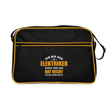 Ich bin der Elektriker - einer von uns hat Recht - Retro Tasche - Schwarz/Gold - Vorne