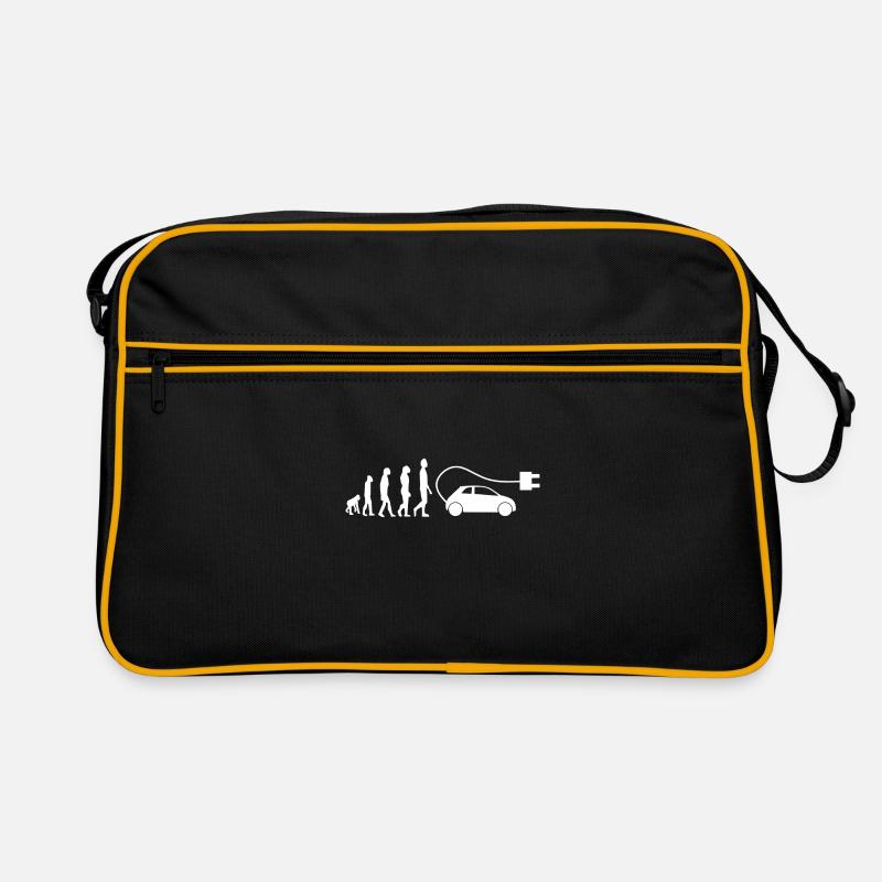 E-Auto Elektroauto Evolution - Retro Tasche - Schwarz/Gold