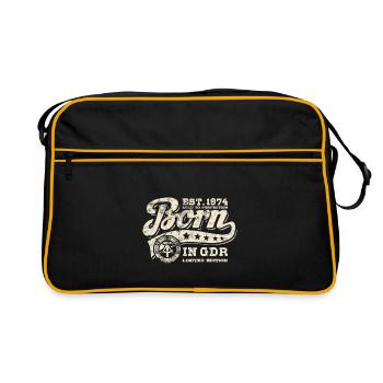Né en RDA 1974 - Anniversaire - Cadeau Ossi - Sac Retro - noir/or - Devant