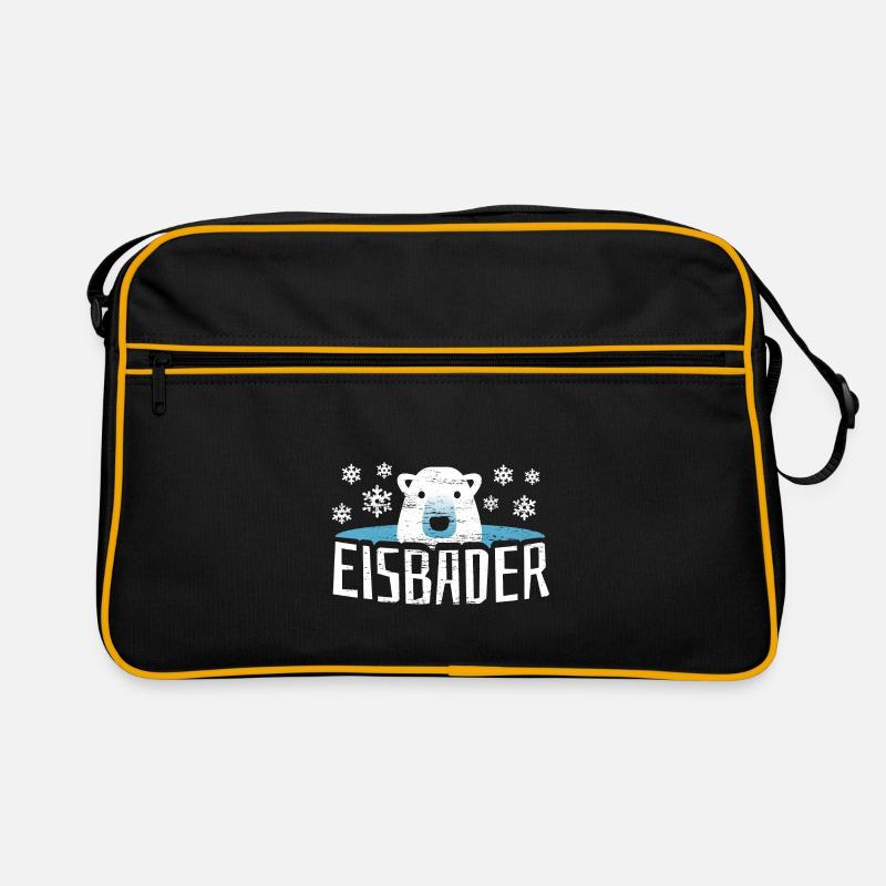 Eisbär Eisbaden Eisbad - Retro Tasche - Schwarz/Gold