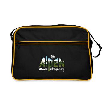 Alpenüberquerung Alpen Überquerung 2025 Edelweiß - Retro Tasche - Schwarz/Gold - Vorne