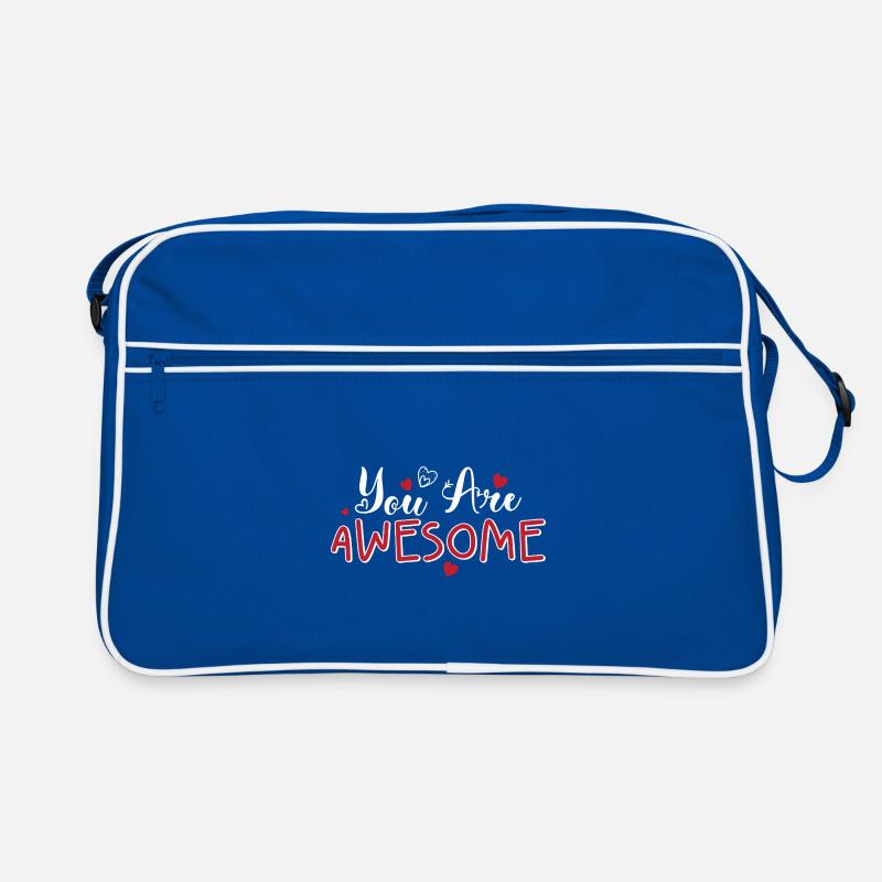 You Are Awesome Hearts Script Retro Bag