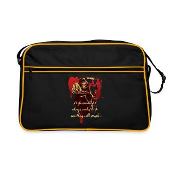 Sensenmann Gevatter Tod Schwarzer Humor Sarkasmus - Retro Tasche - Schwarz/Gold - Vorne