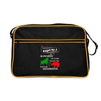 Bull and bear the animals of the stock market and stocks - Retro Bag - black/gold - Front