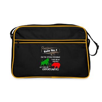 Bull and bear the animals of the stock market and stocks - Retro Bag - black/gold - Front