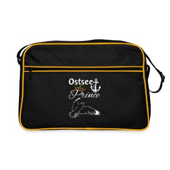Ostsee Prince-Ostsee Prinz-Anker und Möwe - Retro Tasche - Schwarz/Gold - Vorne