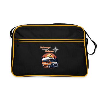 Camping, camping-car, camping-car, dicton-sur la route... - Sac Retro - noir/or - Devant