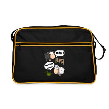 Bêler! Pourquoi ne pas tondre un motif amusant avec des moutons - Sac Retro - noir/or - Devant