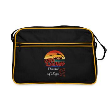 Moin Binz mit Möwe im Retro Style-Insel Rügen/Binz - Retro Tasche - Schwarz/Gold - Vorne