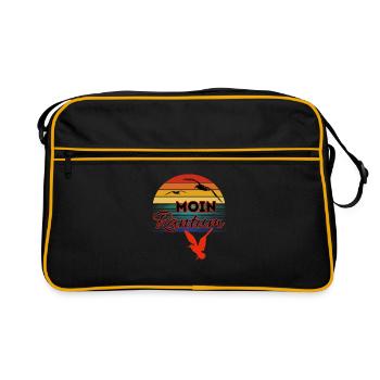 Moin Rantum mit Möwe im Retro Style-Sylt-Rantum - Retro Tasche - Schwarz/Gold - Vorne