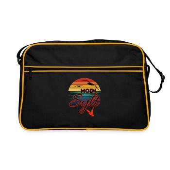 Moin Sylt mit Möwe im Retro Style-Insel Sylt - Retro Tasche - Schwarz/Gold - Vorne