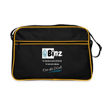 Binz für mich der schönste Ort der Welt- Rügen - Retro Tasche - Schwarz/Gold - Vorne