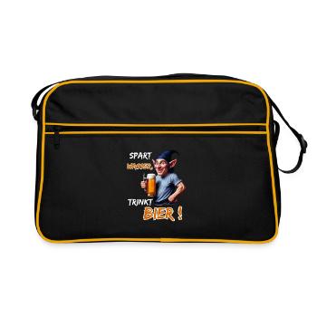 Save Water, Drink Beer!-Funny Party Leprechaun - Retro Bag - black/gold - Front