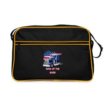 US Truck America with Flag - King of the road - Retro Bag - black/gold - Front