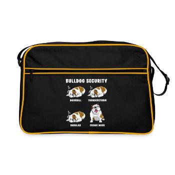 Bulldogge Sicherheit - Retro Tasche - Schwarz/Gold - Vorne