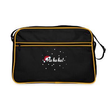 Hohoho ! Salutations du Père Noël avec des flocons de neige - Sac Retro - noir/or - Devant