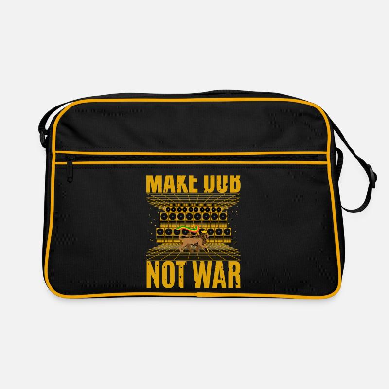Make Dub Not War - Retro Tasche - Schwarz/Gold