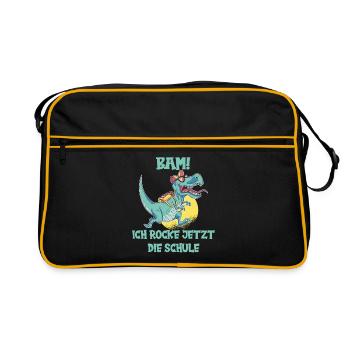 Bäm ich rocke jetzt die schule - Retro Tasche - Schwarz/Gold - Vorne