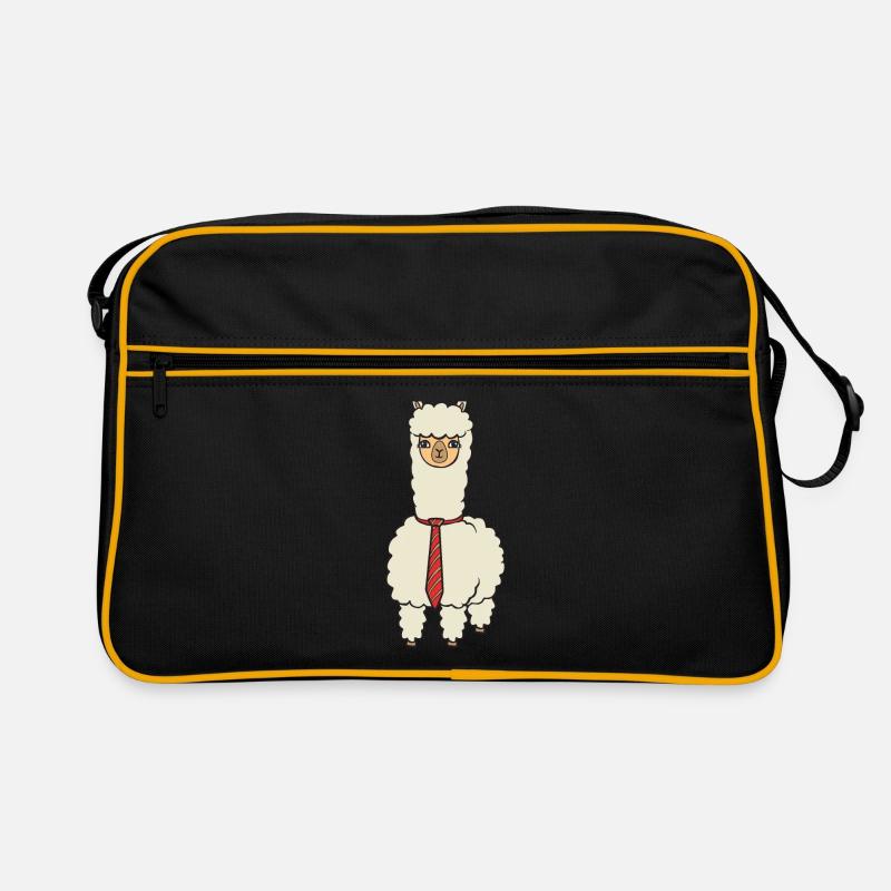 Alpaka mit Krawatte - Retro Tasche - Schwarz/Gold