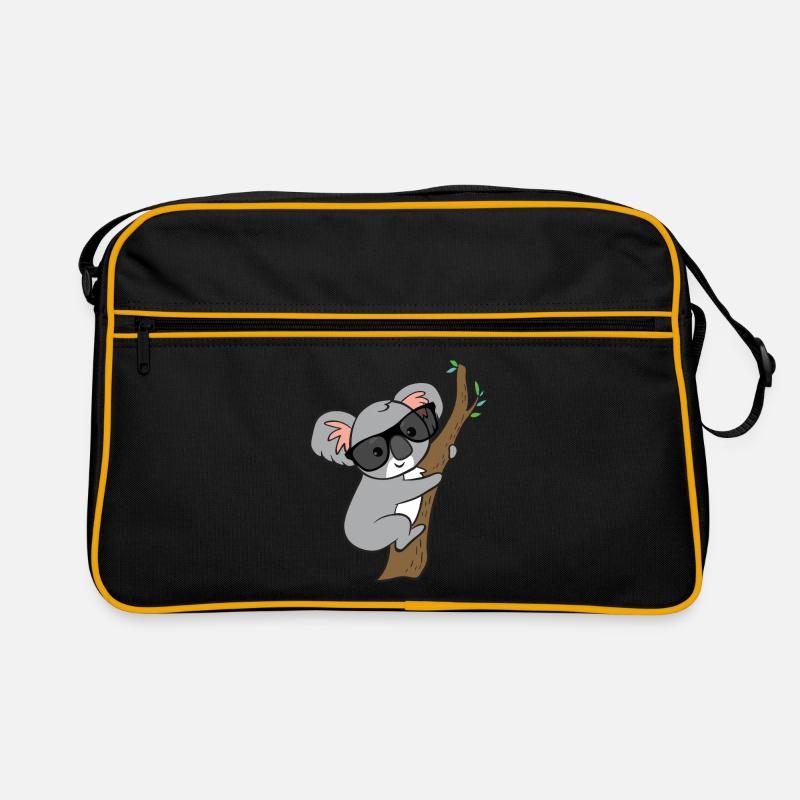 Koala avec des lunettes sur l'arbre - Sac Retro - noir/or