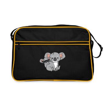 Koala avec bébé et lunettes - Sac Retro - noir/or - Devant