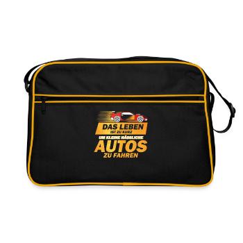 Sportwagen Rennwagen Schnelles Auto Flitzer Motiv - Retro Tasche - Schwarz/Gold - Vorne
