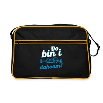 Do Bin I Dahoam Berge Wanderer Bayern Geschenk - Retro Tasche - Schwarz/Gold - Vorne