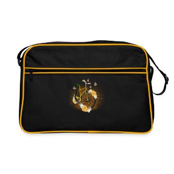 Fleurs papillons cadeau vélo - Sac Retro - noir/or - Devant