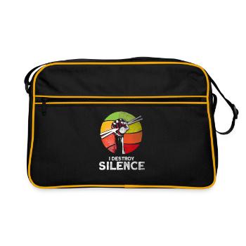 I Destroy Silence batterie cadeau de batterie - Sac Retro - noir/or - Devant