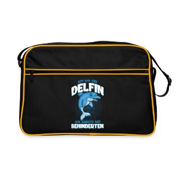 Delfin Behindert Sarkasmus Lustiger Spruch - Retro Tasche - Schwarz/Gold - Vorne