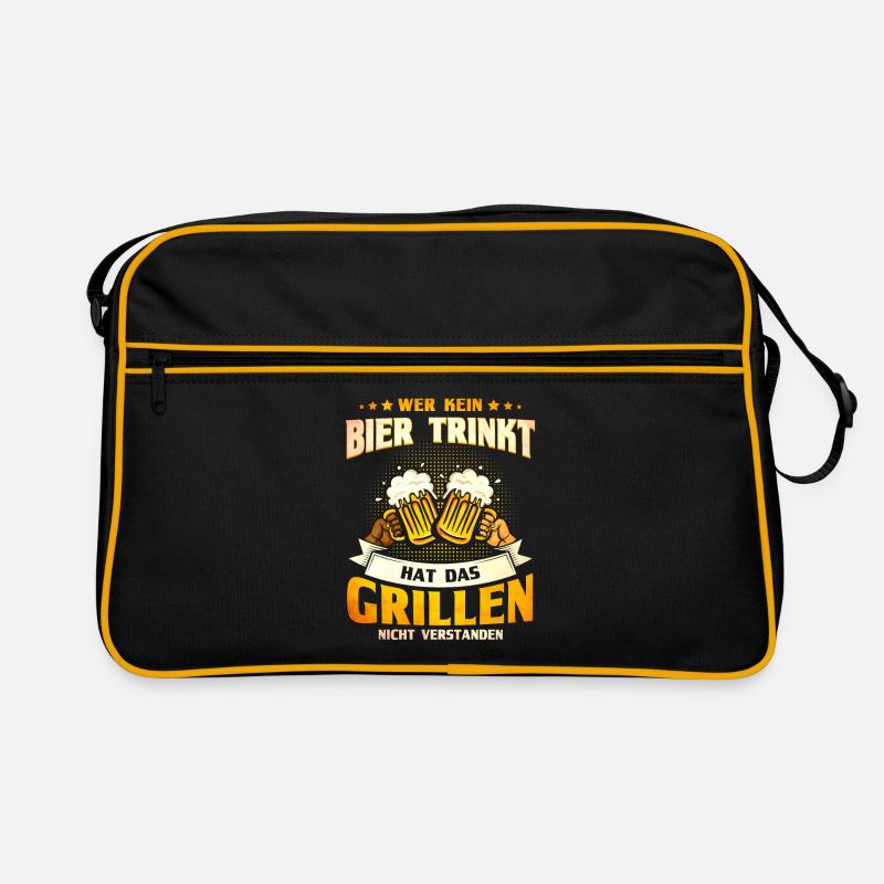 Bier Trinken Grillen BBQ Grillparty Geschenk Retro Tasche