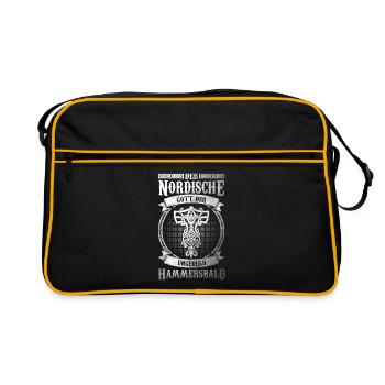 Nordische Mythologie Geduld Ungeduld Hammersbald - Retro Tasche - Schwarz/Gold - Vorne