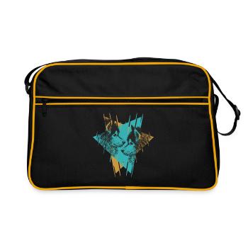 Wolf Spirit Animal Wolfpack Full Moon - Retro Bag - black/gold - Front