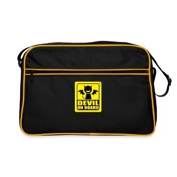 Devil on board - baby, children - Retro Bag - black/gold - Front