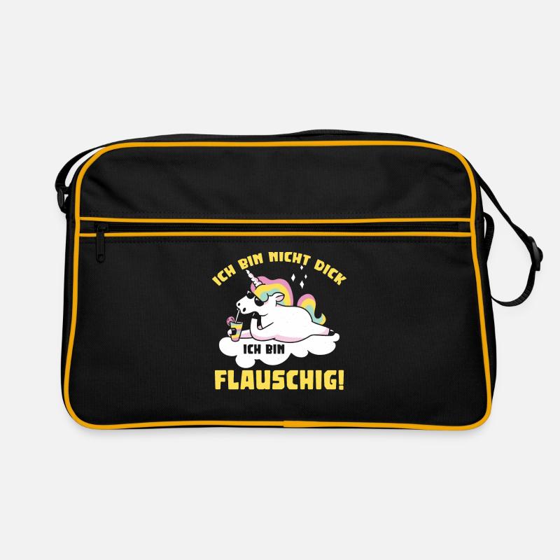 Ich bin nicht dick ich bin flauschig! - Retro Tasche - Schwarz/Gold