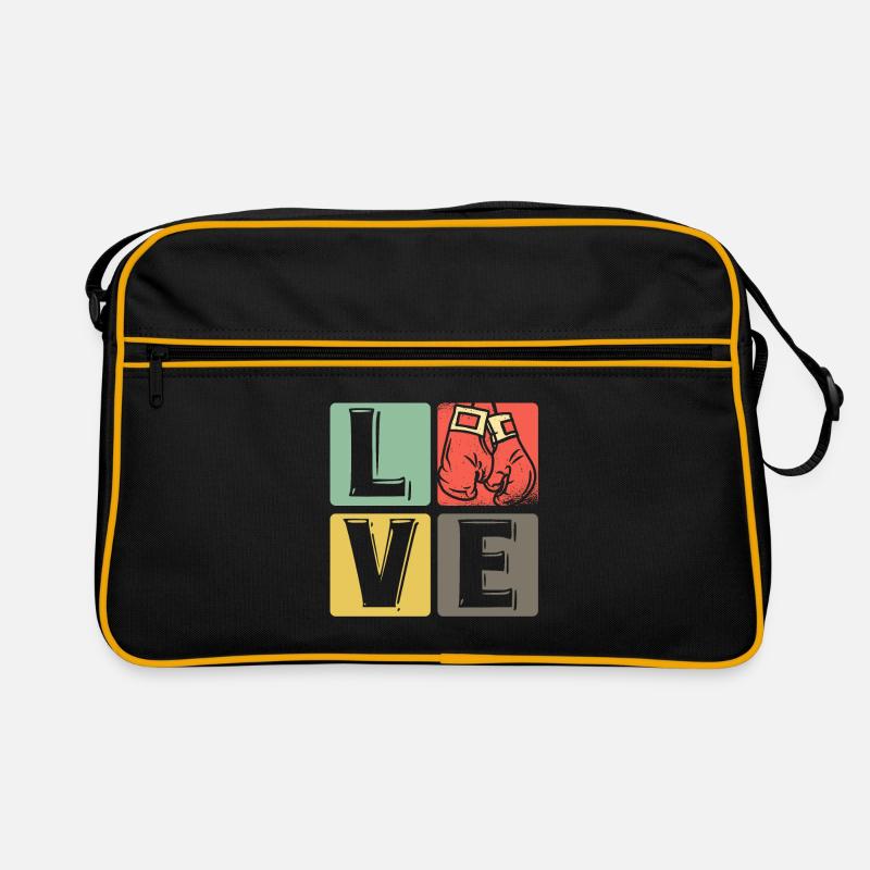 Boxen - Love - Retro Tasche - Schwarz/Gold
