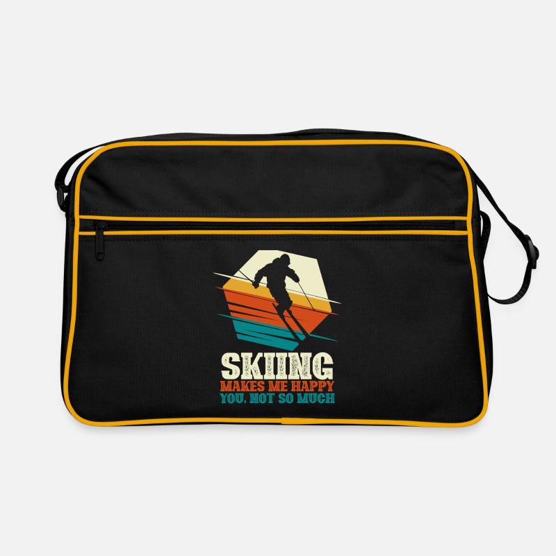 Skiing makes me happy - Skifahrer Ski Retro Tasche