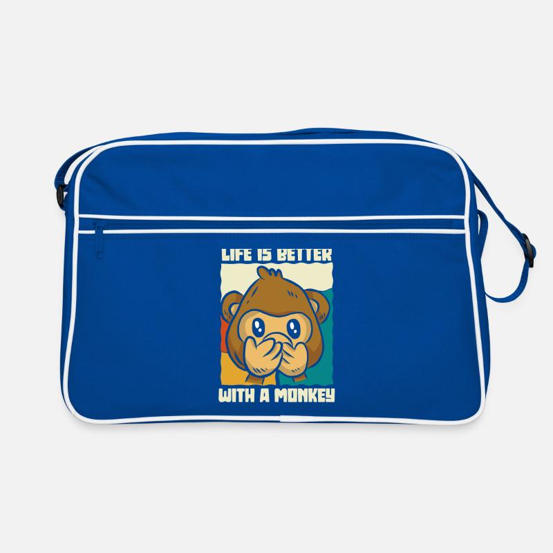 Life is better with a monkey - Äffchen Retro Tasche