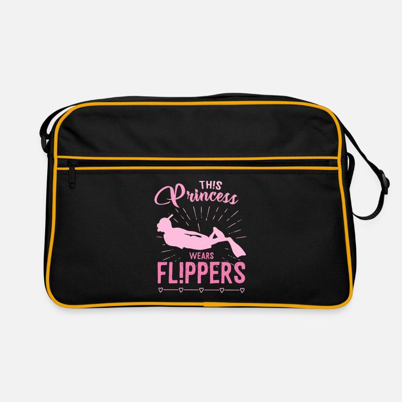 This princess wears flippers - Taucherin - Retro Tasche - Schwarz/Gold
