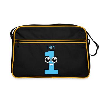 Je suis 1 - cadeau d'anniversaire bébé enfant - Sac Retro - noir/or - Devant