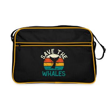 Save the whales - blue whale sperm whale whale - Retro Bag - black/gold - Front
