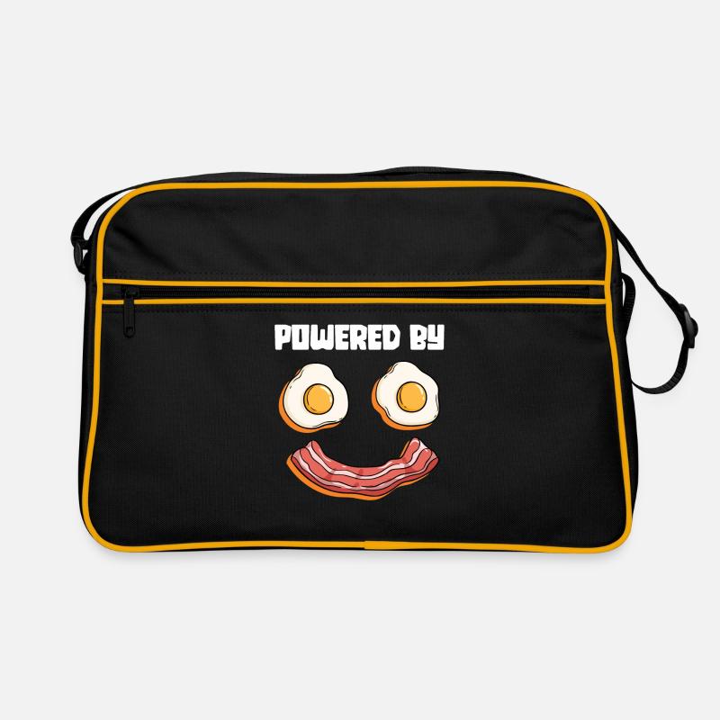 Powered By Eggs And Bacon - Fried Egg Breakfast Retro Bag