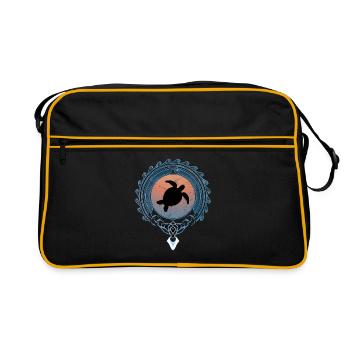 Meeresschildkröte - Retro Tasche - Schwarz/Gold - Vorne