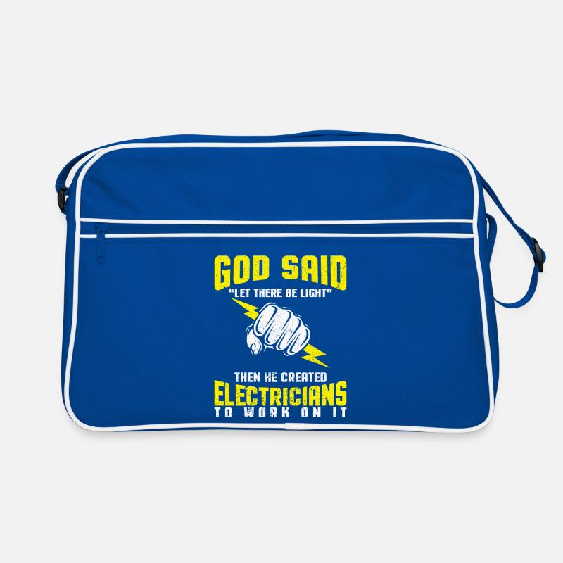 Gott sagt es werde Licht - Elektriker Tshirt Retro Tasche